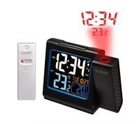 La Crosse Technology Réveil radio WT552-BLA – Projection rouge, écran couleur, temp. int./ext –Noir