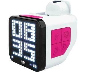 Réveil cube projecteur blanc et rose, bigben RCUBEBCRS