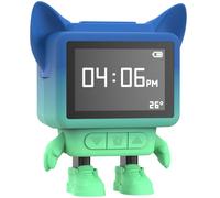 Mob - Réveil et Enceinte Bluetooth Enfant Dancing Clock, Danse en Musique, Écran LCD Émotionnel & Diffuseur Bruits Blancs Apaisants (Bleu)
