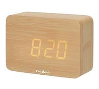 Réveil de Bureau en Bois avec Affichage LED et Fonction Snooze Marron