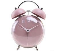 Réveil de chevet sans tic-tac, réveil mécanique en forme de tambour avec veilleuse douce et mouvement de balayage silencieux, pour chambre à coucher et dortoir d'étudiant (rose)