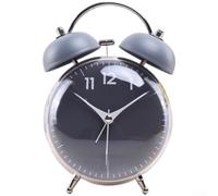 Réveil de chevet sans tic-tac, réveil mécanique - Horloge créative en forme de tambour avec veilleuse douce et mouvement de balayage silencieux, pour chambre à coucher et dortoir d'étudiant (gris)