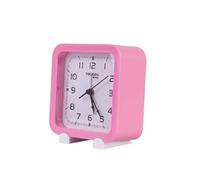 Réveil de Table Analogique Quartz Silencieux Design Minimaliste Carré Alarme Rose