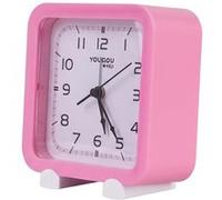 Réveil de Table Analogique Quartz Silencieux Design Minimaliste Carré Alarme Rose