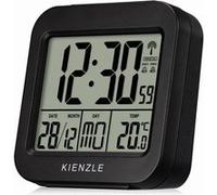 Kienzle réveil Radio-piloté de Voyage avec Affichage de la température, Double Alarme, Fonction répétition, rétroéclairage LED, Noir