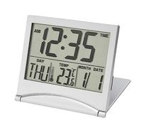 Réveil de voyage numérique pliable calendrier température et minuterie LCD horloge avec mode répétition grand nombre affichage à piles QkK994