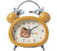 Réveil décoratif pour enfants avec veilleuse, mouvement silencieux sans tic-tac, en forme d'ours mignon et de lapin, pour cloche en métal alimentée par piles (A)