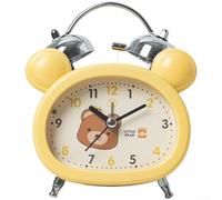 Réveil décoratif pour enfants avec veilleuse, mouvement silencieux sans tic-tac, forme d'ours mignon et de lapin, pour cloche en métal alimentée par piles (B)