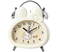 Réveil décoratif pour enfants avec veilleuse, mouvement silencieux sans tic-tac, forme d'ours mignon et de lapin, pour cloche en métal alimentée par piles (G)
