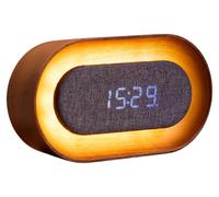 Réveil design en bois de noyer, avec éclairage LED et lumière d'ambiance