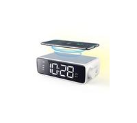 Réveil Digital avec Chargeur Sans Fil FONGWAN avec Lumière/snooze/grand écran - Blanc