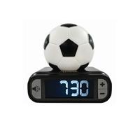Lexibook, Football, Réveil Veilleuse Ballon de Foot, Figurine Lumineuse, Choix de 6 alarmes, 6 Effets sonores, Écran rétro-éclairé, Horloge, Snooze, Noir/Blanc, RL800FO