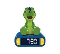 Lexibook, Dinosaur Réveil Veilleuse, RL800DINO | Sons et mélodies, écran LCD rétroéclairé, lumineux, snooze, Bleu/Vert