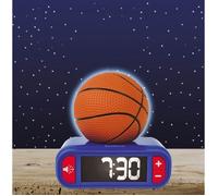 Lexibook Réveil Ballon de Basket 3D RL800BA – Veilleuse, écran LCD, Snooze – Bleu/Orange