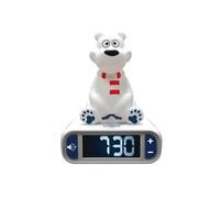 Lexibook Réveil veilleuse Ours polaire RL800PB – Lumineux, 6 alarmes, 6 sons, Snooze, Blanc