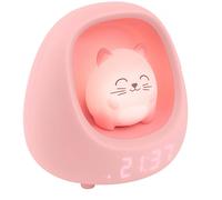 Réveil Digital pour Enfant Avec Veilleuse et 3 Mélodies Apaisants Chat Rose
