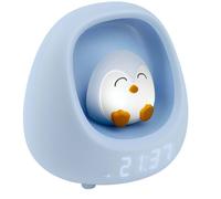 Réveil Digital pour Enfant Avec Veilleuse et 3 Mélodies Apaisants Pingouin Blanc / Bleu