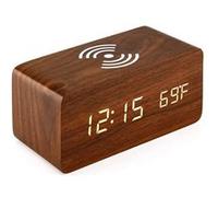 Réveil digital SZSMART MW1 charge sans fil + indicateur de température - brun G