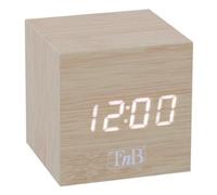 Réveil digital TnB CLOCKSQWD Cube bois, 3 alarmes, affichage LCD