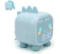 Réveil dinosaure pour entraîneur de sommeil pour enfants avec USB et veilleuse - Bleu