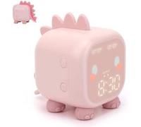 Réveil dinosaure pour entraîneur de sommeil pour enfants avec USB et veilleuse - Rose