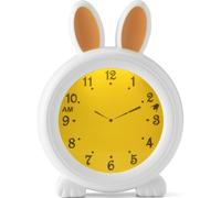 Alecto Baby BC100BUNNY Réveil pour Enfant - Lampe de Chevet Aide Les Enfants à Avoir Une Sensation de Temps - Veilleuse Stimule Les Enfants à Rester au lit - Veilleuse réglable - Blanc