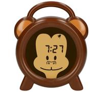 Alecto BC-100 Monkey Reveil Enfant, Reveil Enfant Educatif Jour/Nuit, Horloge Enfant - Réveil éducatif pour Enfants - Veilleuse - Singe, Marron