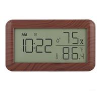Réveil électronique avec hygromètre et thermomètre intégrés, grand écran LCD, convient pour accrocher ou poser dans n'importe quelle pièce Noir (marron)