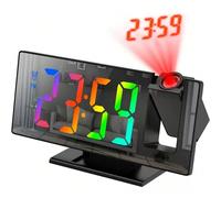 Réveil électronique multifonction LED coloré, horloge de chevet à projection silencieuse pour chambre à coucher, horloge de bureau pour étudiant, décoration de maison ABS