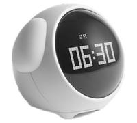 Réveil emoji avec veilleuse, écran LED, design mignon, blanc