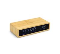 mooov Réveil Bamboo avec Écran LED Noir Et Température Intérieure Luminosité Réglable, 3 Alarmes Couleur Bois 477348