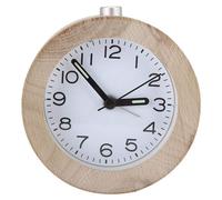 Réveil en bois avec veilleuse, forme ronde, design classique, fonction snooze