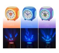 Réveil Enfant avec Projecteur d'Étoiles Musicale et Lumineuse LED Veilleuse Cadeaux de Noël Cadeaux d'Anniversaire bleu