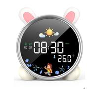 Réveil Enfant Éducatif - Réveil Lapin LED Tactile 5 Couleurs avec Musique, Double Alarme, Température et Snooze