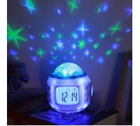Réveil Enfant Garçons Filles avec Projecteur d'Étoiles Musicale LED Veilleuse Lumière Cadeaux de Noël Anniversaire pour Enfants