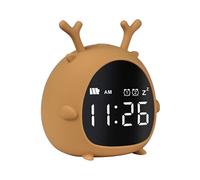 Réveil enfant numérique rechargeable fonction compte à rebours l'affichage de la commande vocale, marron