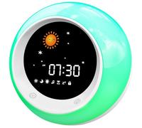 I·CODE Réveil Enfant avec Affichage de la Lune et du Soleil,veilleuse,Alarme et Son favorisant Le Sommeil intégrés