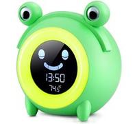 Réveil enfant veilleuse bébé haut-parleurs 5 couleurs luminosité réglable l'affichage de l'heure et température intérieure, vert Vert G