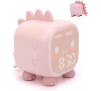 Reveil Enfant Veilleuse Dinosaure Wafenso, avec USB et Veilleuse(88*117.52*115.05mm)- Rose