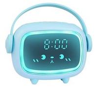 Réveil Enfants Numérique VORMOR Veilleuse Mignon Rechargeable Commande Vocale Rappel de Musique - Bleu Bleu G