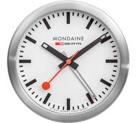 Mondaine Mini Horloge Murale et réveil avec boîtier en Aluminium, trotteuse à tic-tac, dans la Couleur: Argent/Gris, Verre : Verre minéral, A997.MCAL.16SBB.1