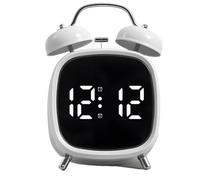 Réveil Fort, Cloche mécanique LED réveil Vocal Horloge de Table Bureau | Réveil, fort, mécanique, LED, voix(Pearl White White Text)