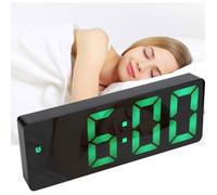 Réveil - Grand écran LED - Horloge à surface miroir avec fonction snooze et connexion de charge USB