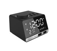 Réveil Haut-Parleur avec 2 USB, 4.2, Radio LED, Réveil Numérique, Décoration D'Intérieur, Horloge de Table, Prise UE