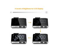 Réveil Haut-Parleur avec 2 USB, 4.2, Radio LED, Réveil Numérique, Décoration D'Intérieur, Horloge de Table, Prise UE