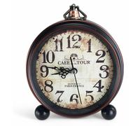 Réveil horloge de table rétro - Métal et verre - 16 x 14 x 4,5 cm - Design vintage