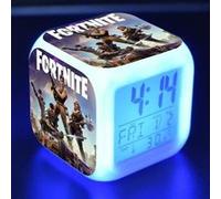 Réveil Imprimé Fortnite LED 7 Couleurs Veilleuse multifonction Calendrier Thermomètre Cadeau Enfant-lewindeal imprimé G