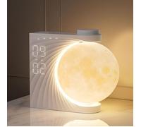 Réveil Lampe de Chevet LUNE - Simulation Aube, Lumière LED RGB - Double Alarme Snooze - 8 Couleurs, Sons Naturels, Décoration Cadeau