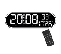 Réveil LCD avec télécommande, date, jour, température, luminosité réglable (blanc)
