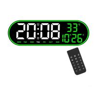 Réveil LCD Télécommande Date Jour Température Luminosité Réglable (Vert)
